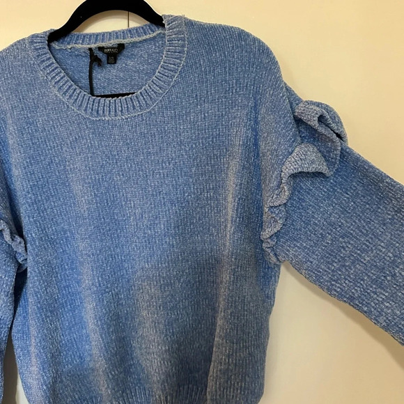 NWT Buffalo David Bitton Women’s Crewneck Ruffle Sweater Light Blue Size L - Picture 4 of 9